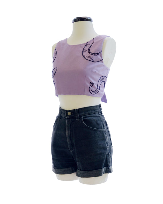 Daisy Top - Handmade snake embroided top