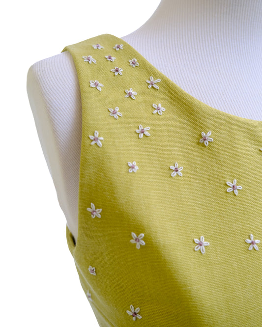 Daisy Top- Hand embroided with glass beads
