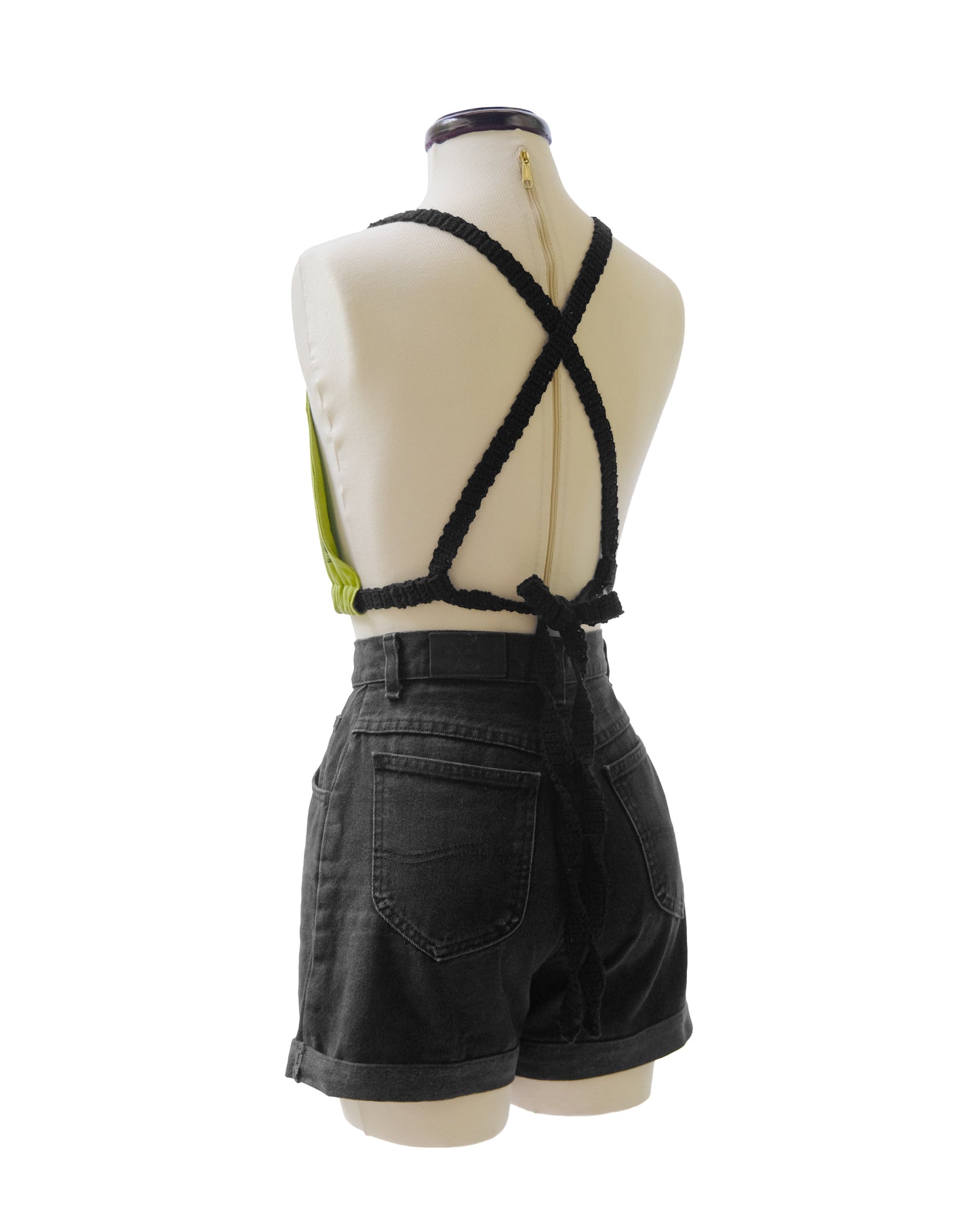 Handmade mushroom blockprinted top with crocheted straps