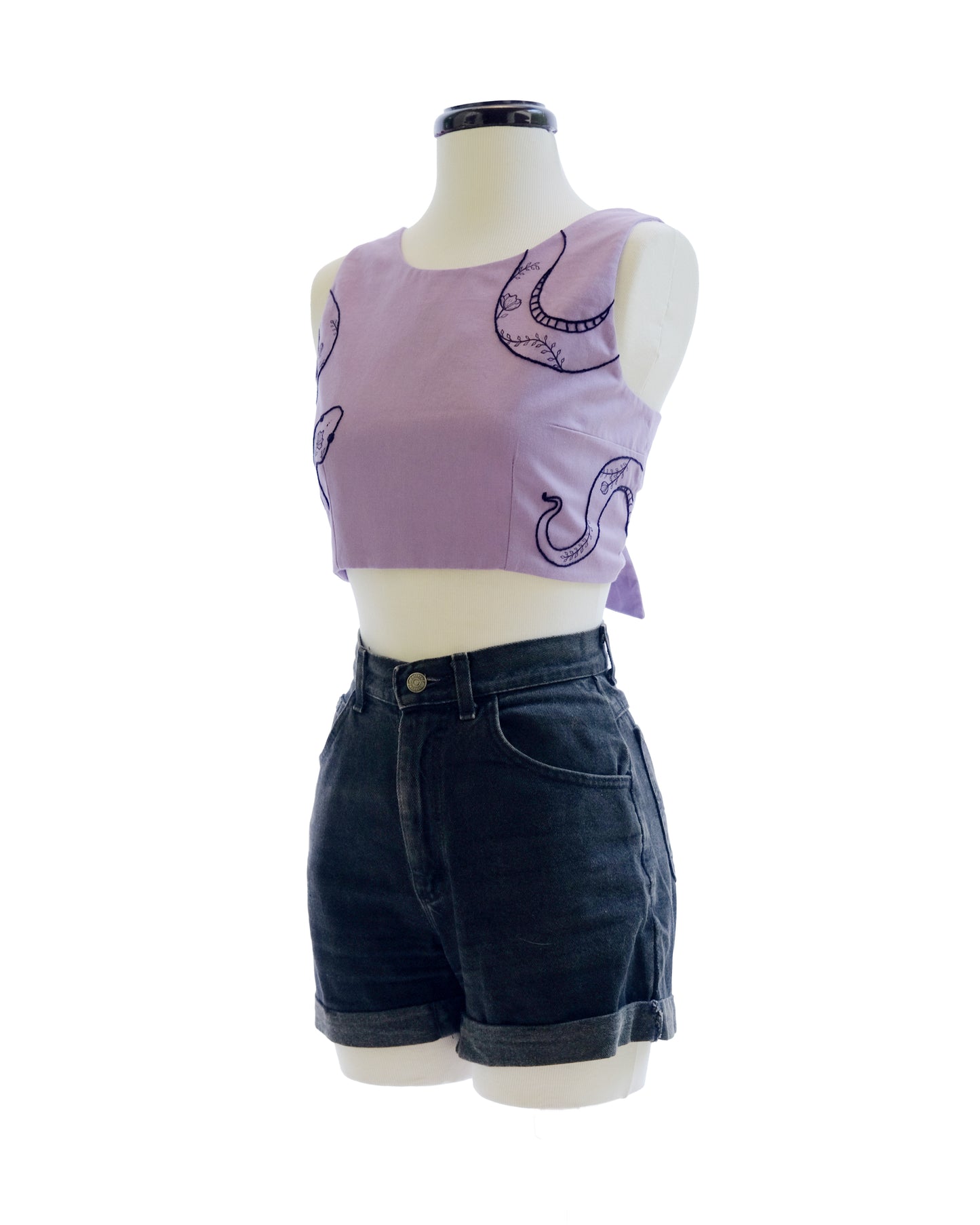 Daisy Top - Handmade snake embroided top