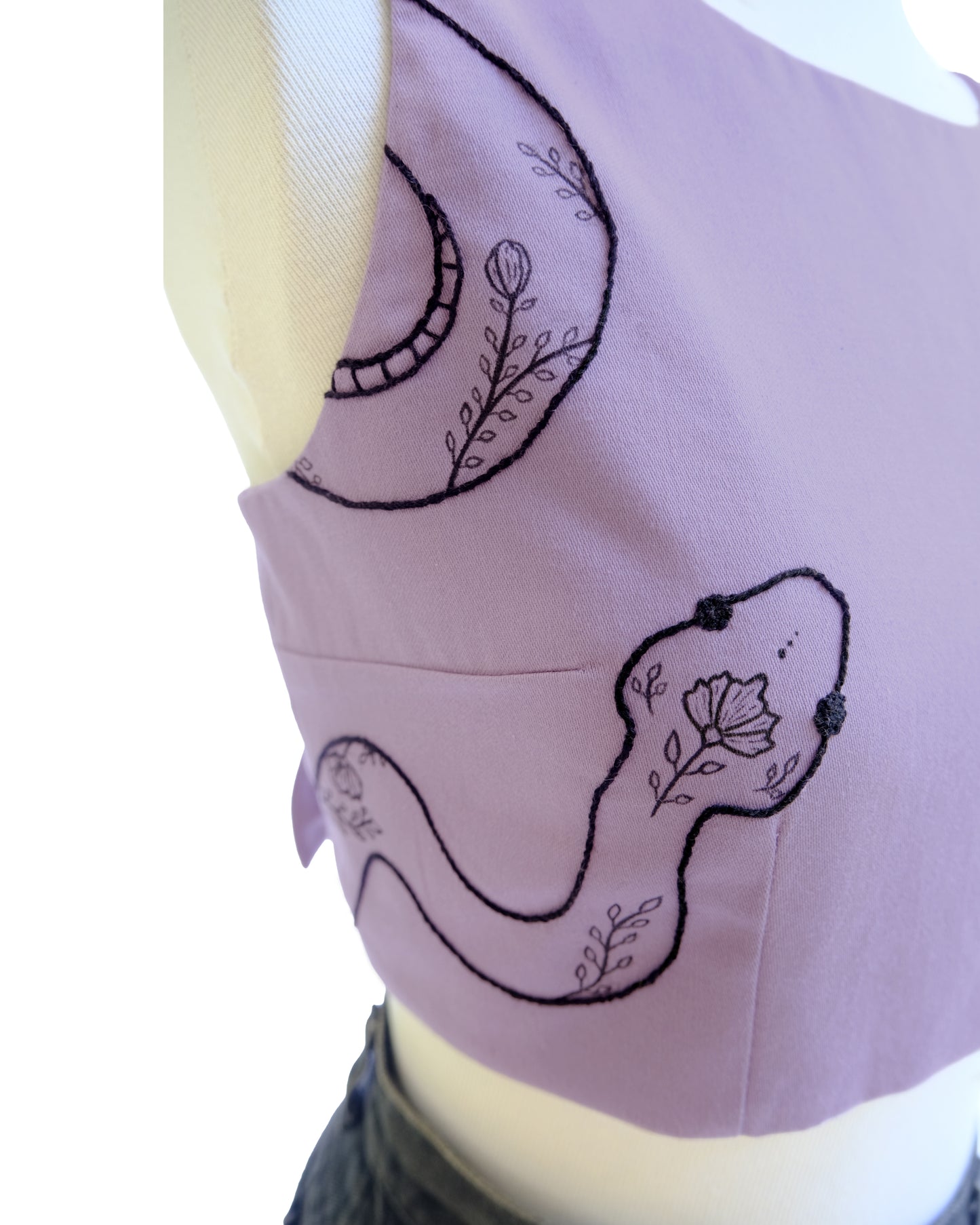 Daisy Top - Handmade snake embroided top