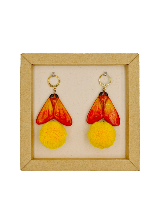 Handmade Moth air-dry clay earrings