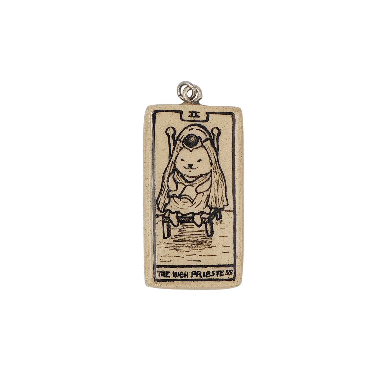 Air-dry clay Tarot charm: The High Priestess