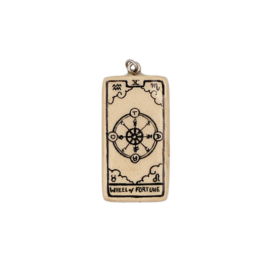 Air-dry clay Tarot charm: Wheel of Fortune