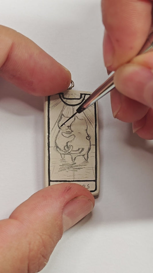 Air-dry clay Tarot charm: The Lovers